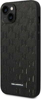 Karl Lagerfeld Saffiano Mono Metal Logo Silicone Back Cover Black (iPhone 14 Plus)