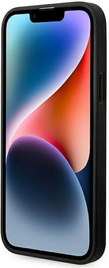 Karl Lagerfeld Saffiano Mono Metal Logo Umschlag Rückseite Silikon Schwarz (iPhone 14 Plus)
