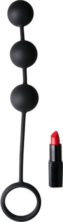 Tom of Finland Silicone Cock Ring with 3 Weighted Balls Black 15.2cm