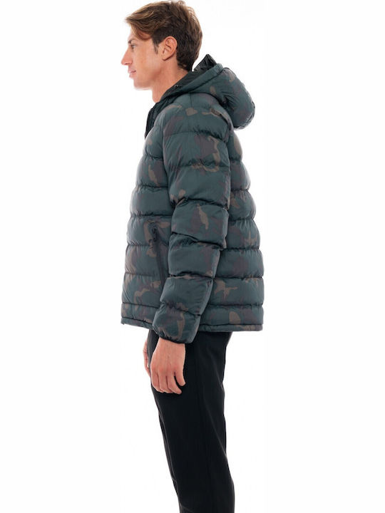 Зимно Мъжко Яке Puffer Двустранно Camo