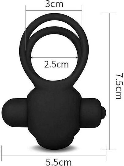 Lovetoy Power Clit Cockring Duo Вибриращ Пръстен Петел Силикон Black LV1427