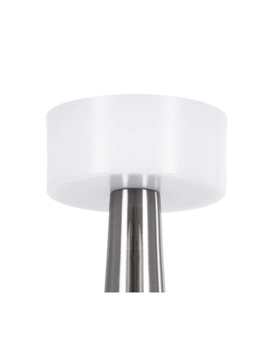 GloboStar Nanna Kunststoff Tischlampe LED mit Weiß Schirm und Silber Basis
