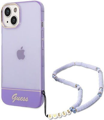 Guess Translucent Pearl Strap Plastic Back Cover Purple / Purple (iPhone 14 Pro)