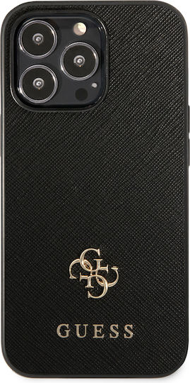 Guess Metal Logo Umschlag Rückseite Kunststoff Schwarz (iPhone 13 Pro)