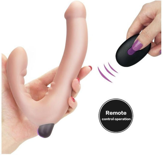 Lovetoy iJoy Trägerlos Strap On mit Dildo 20cm mit Vibration in Hautfarbe