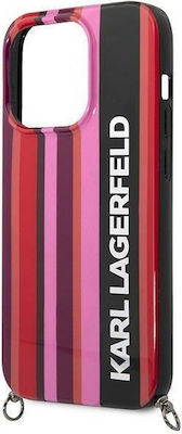 Karl Lagerfeld Color Stripes Strap Back Cover Πλαστικό με Λουράκι Ροζ (iPhone 14 Pro Max)