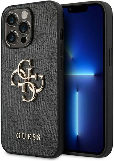 Guess Metal Logo Back Cover Δερματίνης Γκρι (iPhone 14 Pro)