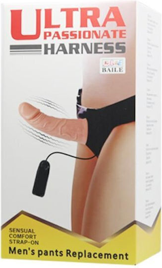 Baile Ultra Passionate Harness Harness με Dildo 15cm και Δόνηση στο χρώμα του δέρματος