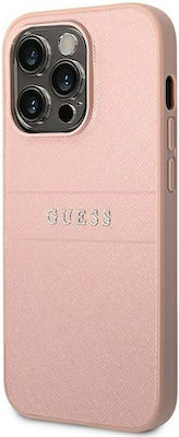 Guess Saffiano Strap Synthetic Leather / Silicone Back Cover Pink (iPhone 14 Pro)