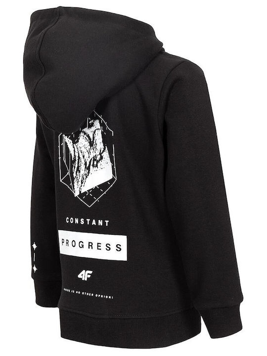 4F Boys Hooded Sweatshirt with Zipper Black