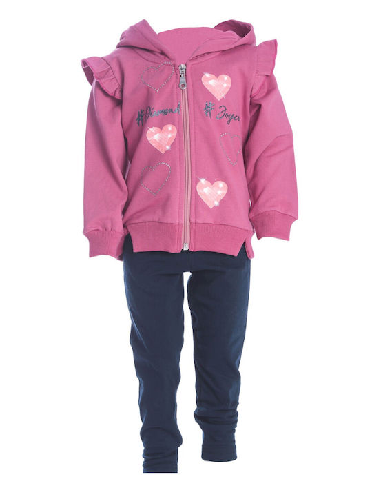 Joyce Girls Hooded Sweatshirt with Zipper Pink