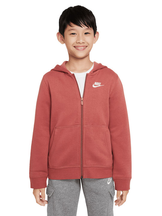 Nike Παιδική Ζακέτα με Κουκούλα Κόκκινη Sportswear