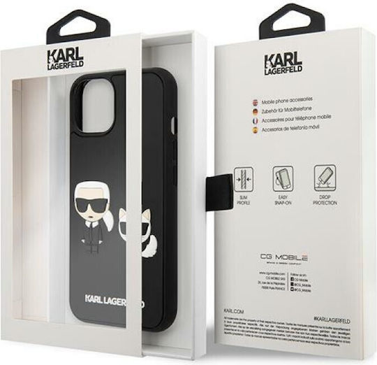 Karl Lagerfeld Ikonik Karl & Choupette Back Cover Plastic Black (iPhone 14 Plus)