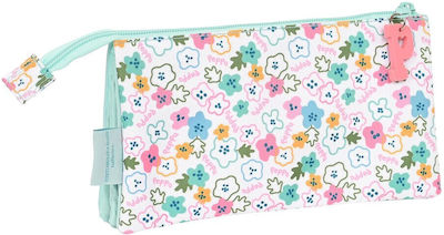 Fabric Pencil Case with 2 Compartments Light Blue