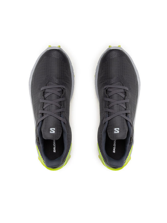 Alphacross 4 GTX Bărbați Pantofi sport Trail Running Impermeabile cu Membrană Gore-Tex Ebony / Albastru Perlat / Albastru Acid