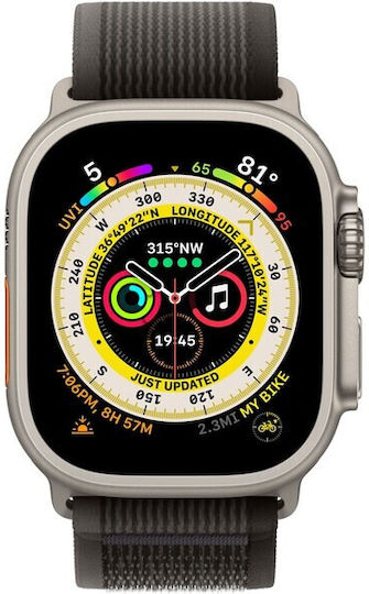 Apple Apple Watch Ultra Titanium 49mm Waterproof with eSIM and Heart Rate Monitor (Black/Gray Trail Loop - S/M)
