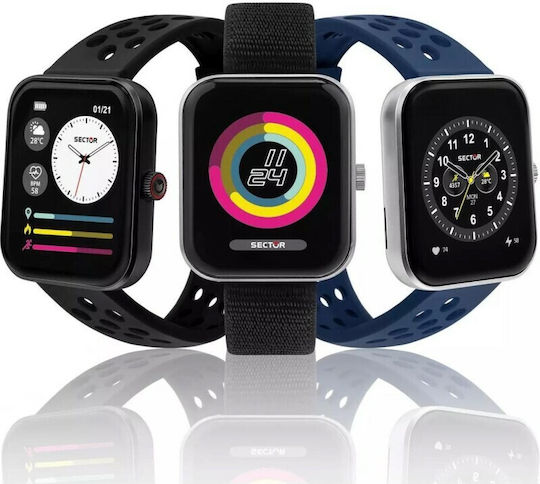 Sector S-03 Pro Aluminium 45mm Smartwatch με Παλμογράφο (Μαύρο)