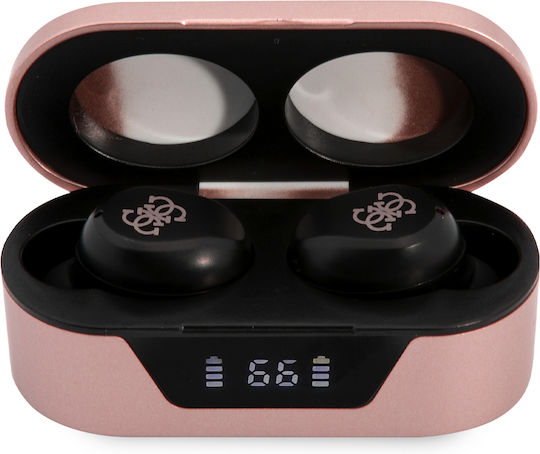 Guess Classic Logo In-ear Bluetooth Handsfree Ακουστικά με Θήκη Φόρτισης Ροζ