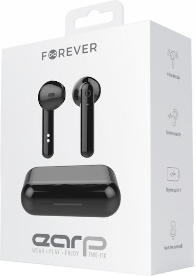 Forever TWE-110 Earbud Bluetooth Handsfree Ακουστικά με Θήκη Φόρτισης Μαύρα