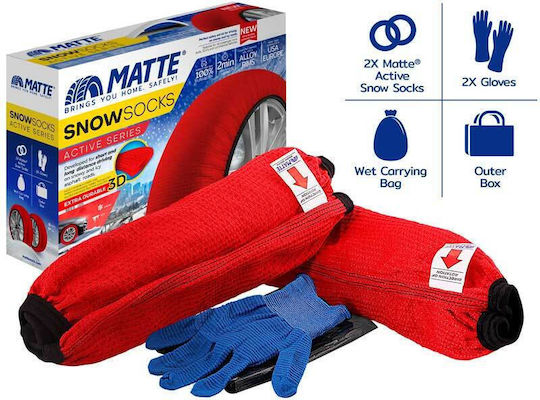 Matte Active Series Anti-slip Snow Socks Medium Passenger Car 2pcs