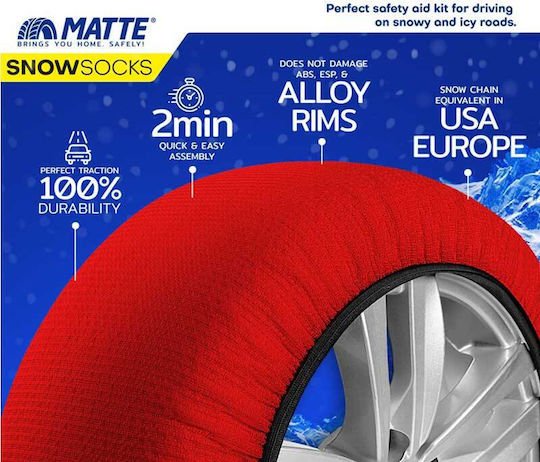 Matte Active Series Anti-slip Snow Socks Medium Passenger Car 2pcs