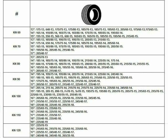 AX1 KN80 Αντιολισθητικές Αλυσίδες Πάχους 12mm Επιβατικού Αυτοκινήτου 2τμχ