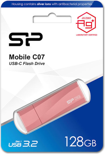Silicon Power Mobile C07 128GB USB 3.2 Stick with connection USB-C Pink