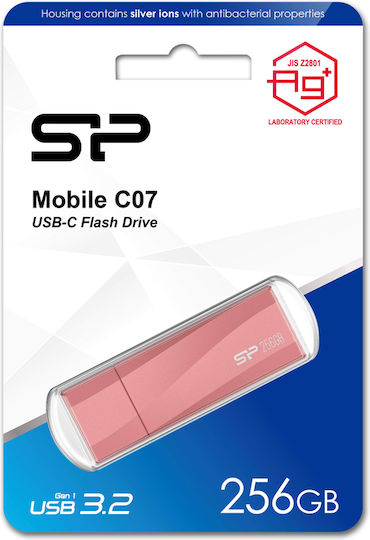 Silicon Power Mobile C07 256GB USB 3.2 Stick with connection USB-C Pink