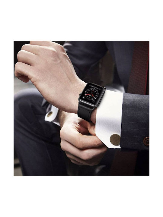 Tech-Protect Leatherfit Каишка Кожа с Pin Черен (Apple Watch 38/40/41/42mm)