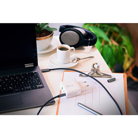 MediaRange MediaRange Wireless Charger with USB-A and 2 USB-C Output Ports 65W Power Delivery Quick Charge 3.0 White