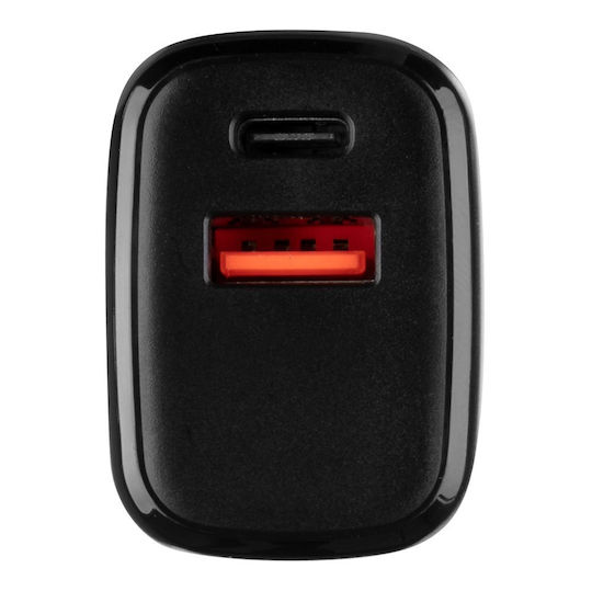 Tactical Φορτιστής Χωρίς Καλώδιο με Θύρα USB-A και Θύρα USB-C 20W Power Delivery / Quick Charge 3.0 Μαύρος (Base Plug Dual)