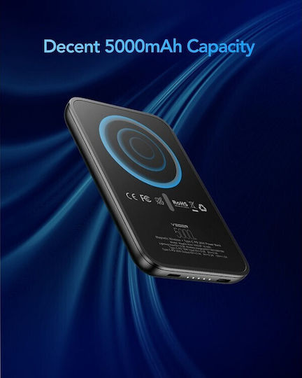 Veger Tiny MagSafe Power Bank 5000mAh 20W με Θύρα USB-C Μαύρο