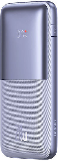 Baseus Bipow Pro Power Bank 10000mAh 20W с 2 USB-A порта и USB-C порт Лилав