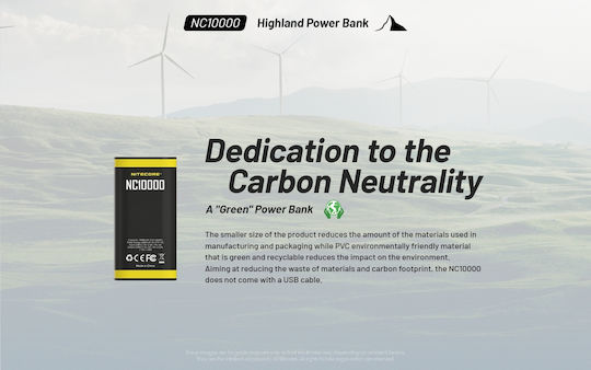 NiteCore NC10000 Power Bank 10000mAh 20W με Θύρα USB-C Power Delivery Μαύρο