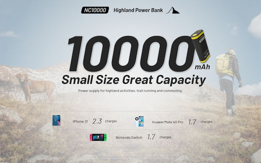 NiteCore NC10000 Power Bank 10000mAh 20W με Θύρα USB-C Power Delivery Μαύρο