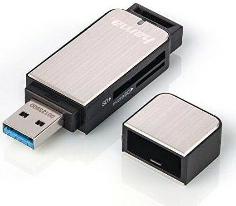 HAMA Card Reader USB 3.0 για SD/microSD Γκρι