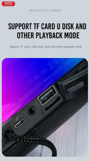 XO F27 Ηχείο Bluetooth 10W με Ραδιόφωνο και Διάρκεια Μπαταρίας έως 4 ώρες Μαύρο