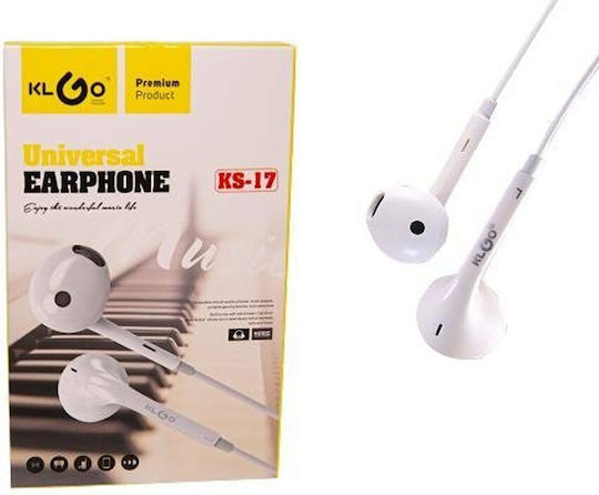 KLGO KS-17 In-ear Handsfree Headphones with Connector 3.5mm White