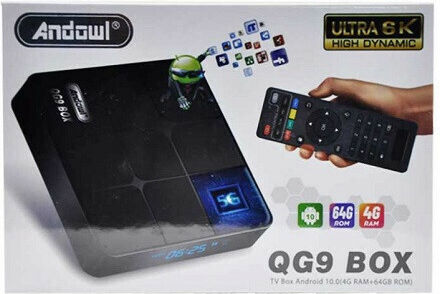 Andowl TV Box QG9 QG9 4K UHD με WiFi USB 2.0 / USB 3.0 4GB RAM και 64GB Αποθηκευτικό Χώρο με Λειτουργικό Android 10.0