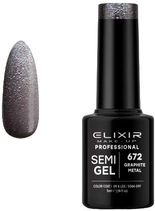 Elixir Semi Gel Ημιμόνιμο Βερνίκι Νυχιών 672 Graphite Metal 5ml