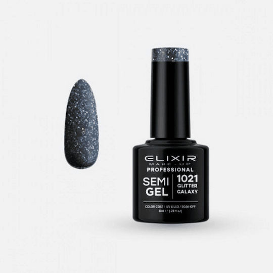 Elixir Semi Gel Semipermanent Lac de Unghii 1021 Glitter Galaxy cu Glitter 8ml 1buc