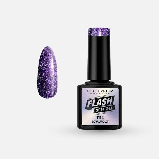 Elixir Flash Semi Gel Хибриден Лак за Нокти 1114 Royal Violet 8мл 1бр