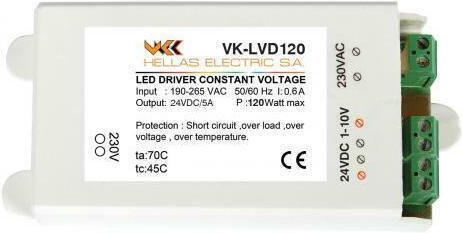 VK Lighting Dimmable LED Power Supply IP54 Power 120W with Output Voltage 24V