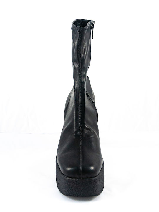 Leder Stiefeletten Damen Schwarz