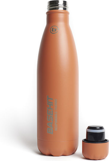 Basehit Recyclable Thermos Bottle Stainless Steel BPA Free 500ml Peach With Straw