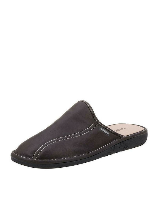 Tiglio Men's Leather Slippers Brown