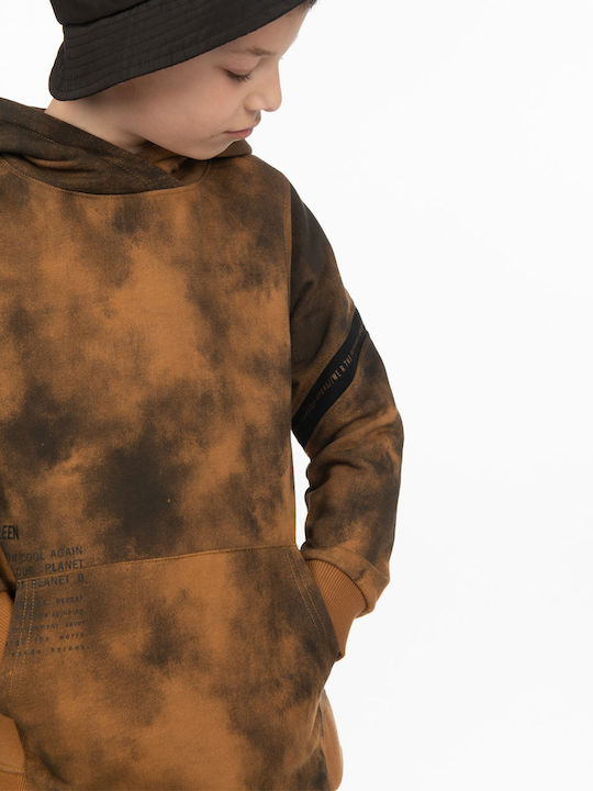 Kids Sweatshirt with Hood and Pockets Brown