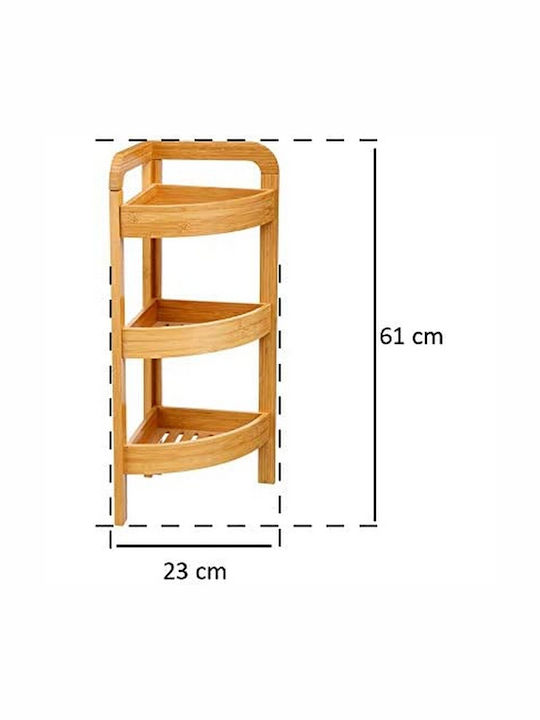 5Five Boden Badezimmerregal Bamboo mit 3 Regalböden 23x23x61cm Braun
