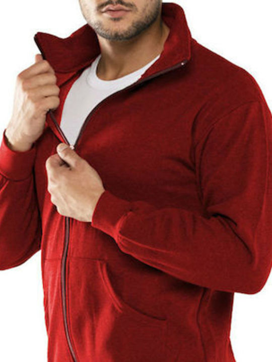 Bodymove Men's Sweatshirt Jacket with Pockets Red