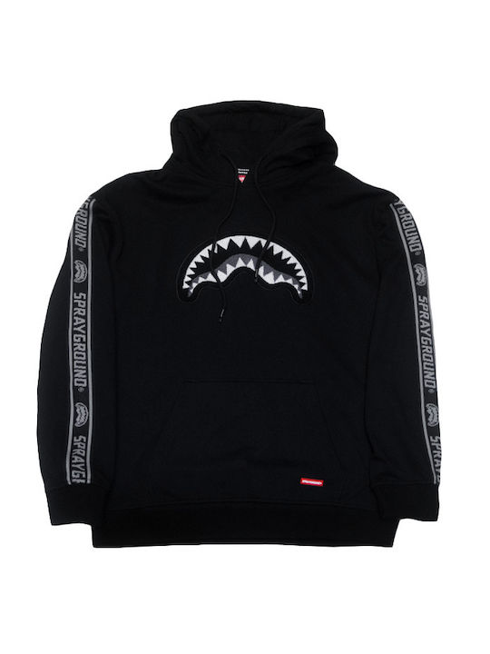 Sprayground Chenille Shark Mouth Men's Sweatshirt with Hood and Pockets Black